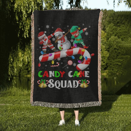 Dabbing Santa Elf Snowman Candy Cane Christmas Woven Blankets