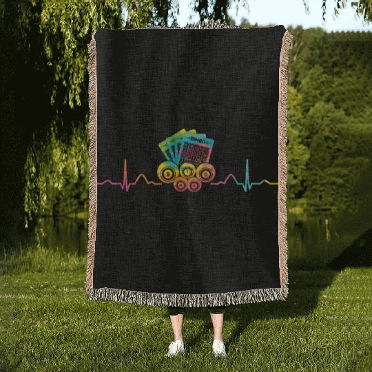 Bingo Cards Heartbeat EKG Bingo Woven Blankets