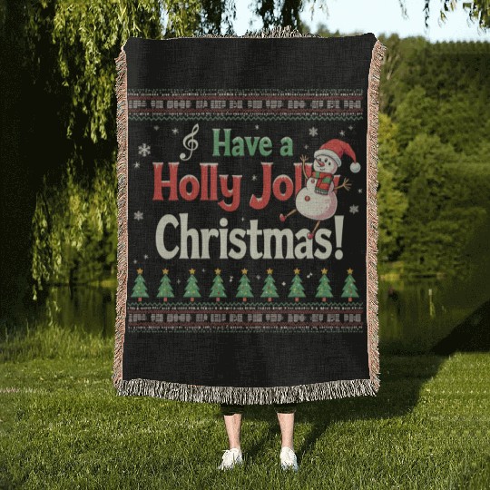Have a holly joy christmas Woven Blankets