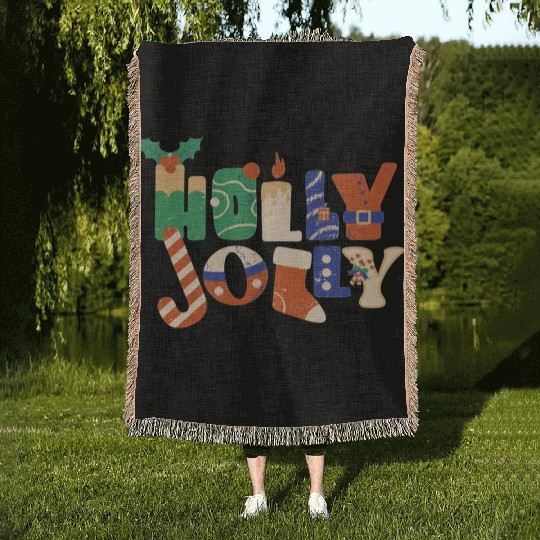 Playful Textured Holly Jolly Woven Blankets