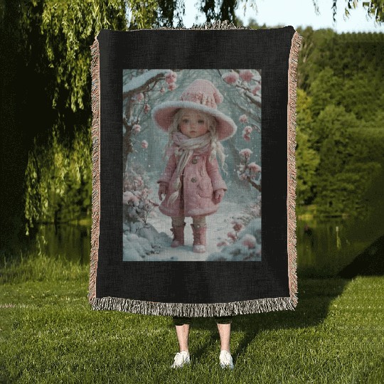 Full body of a realistic sweetness baby chibi girl Woven Blankets
