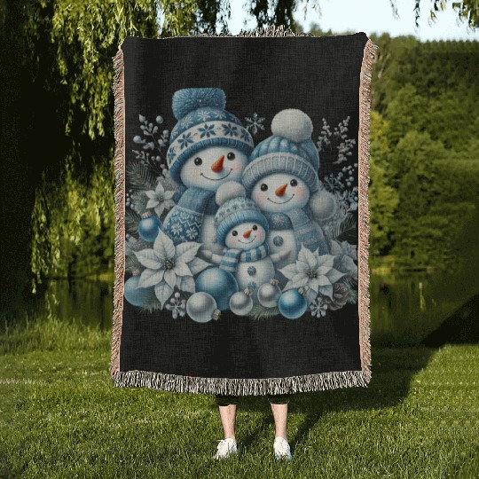 Snowman Christmas, Merry Christmas Woven Blankets
