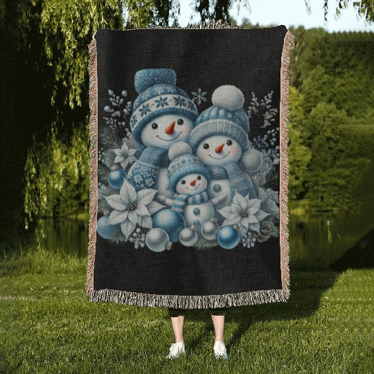 Snowman Christmas, Merry Christmas Woven Blankets