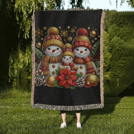 Snowman Christmas, Merry Christmas Woven Blankets
