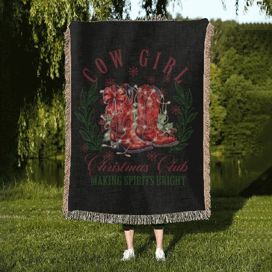 COW GIRL, Merry Christmas Woven Blankets