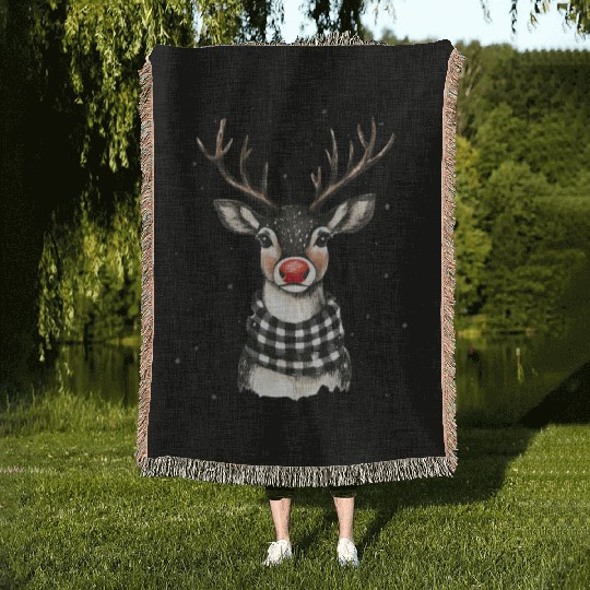 Christmas Deer, Reindeer Cute Woven Blankets