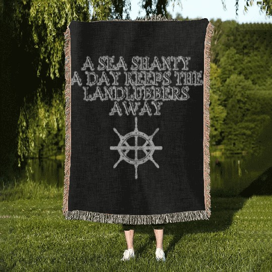 Sailor Meme Pirate Ship Ocean Sailing Woven Blankets