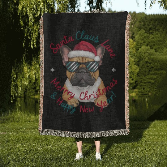 Merry Christmas Happy New Year Woven Blankets