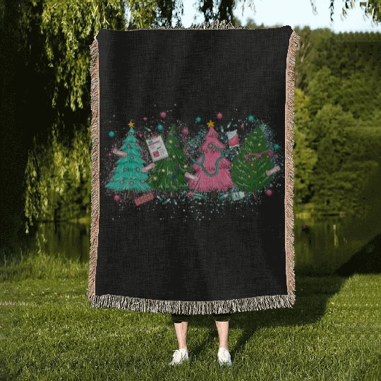Christmas Tree, Merry Christmas Woven Blankets