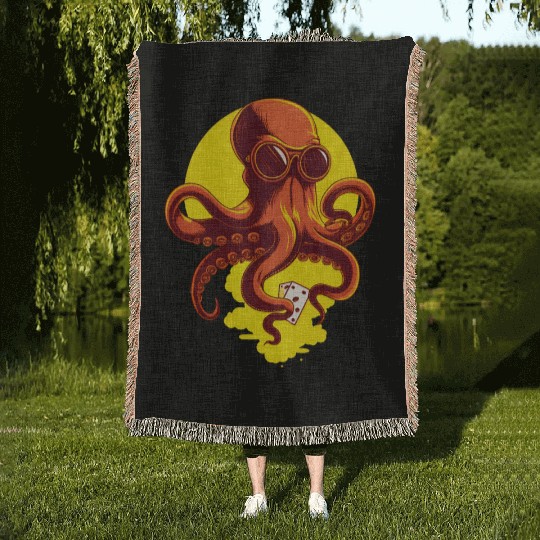 Orange Smart Octopus Woven Blankets
