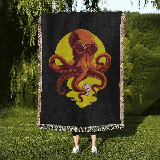 Orange Smart Octopus Woven Blankets