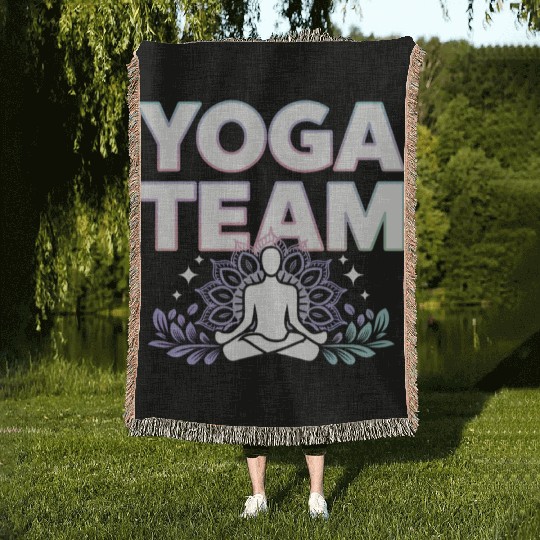 Meditative Lifestyle Yoga Enthusiasts Icon Design Woven Blankets
