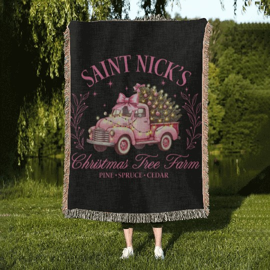 Saint Nicks Christmas Tree Farm Woven Blankets
