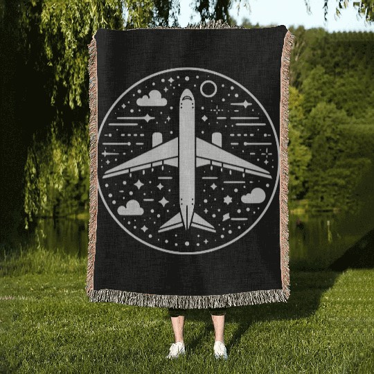 Minimalistic Vector Passenger Aircraft path28 Woven Blankets