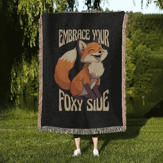 Embrace Your Foxy Side Canidae Caninae Red Fox Woven Blankets