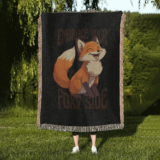 Embrace Your Foxy Side Canidae Caninae Red Fox Woven Blankets