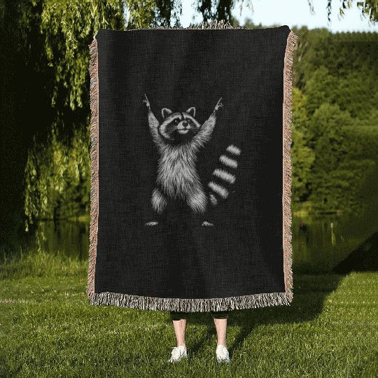 Stay Trashy Raccoon squad Woven Blankets