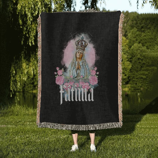 Our Lady of the Rosary of Fátima - Portugal Woven Blankets