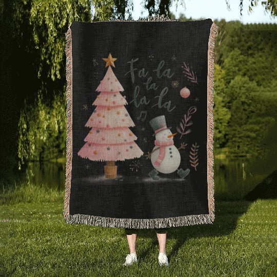 Fa La La La La, Merry Christmas Woven Blankets