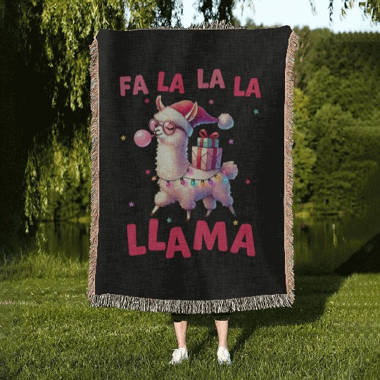 Fa La La La Llama, Merry Christmas Woven Blankets