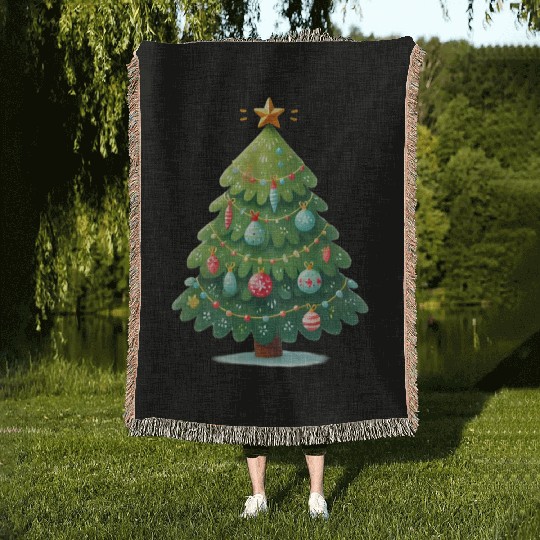 Tree Christmas, Merry Christmas Woven Blankets