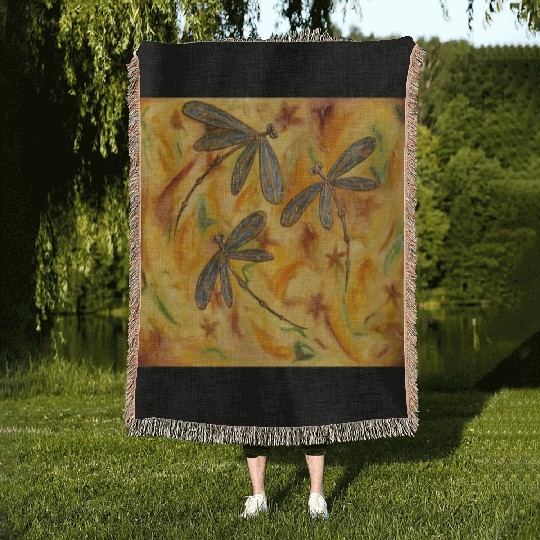 Dragonfly Autumn Flit Woven Blankets