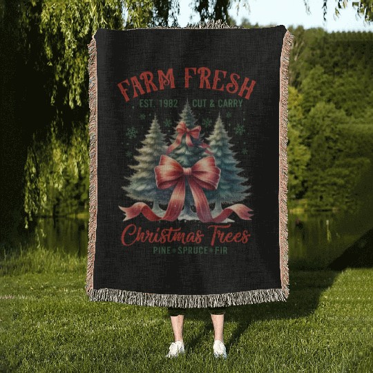 Farm Fresh Merry Christmas Woven Blankets