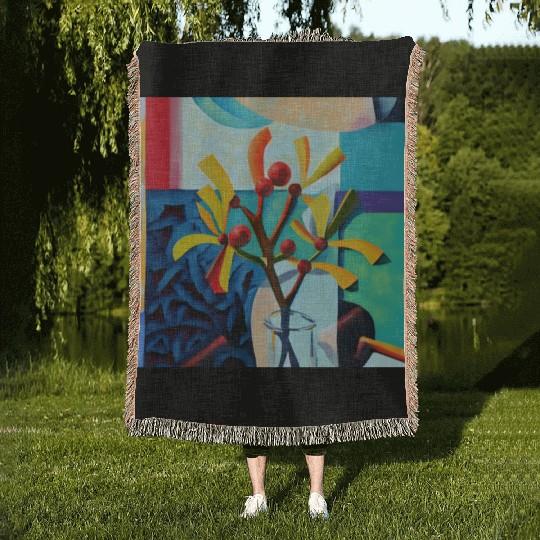 Everyday mistletoe Woven Blankets