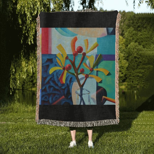 Everyday mistletoe Woven Blankets