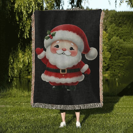 Santa Christmas, Christmas Retro Woven Blankets