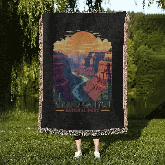 Majestic Grand Canyon: Nature's Masterpiece Woven Blankets