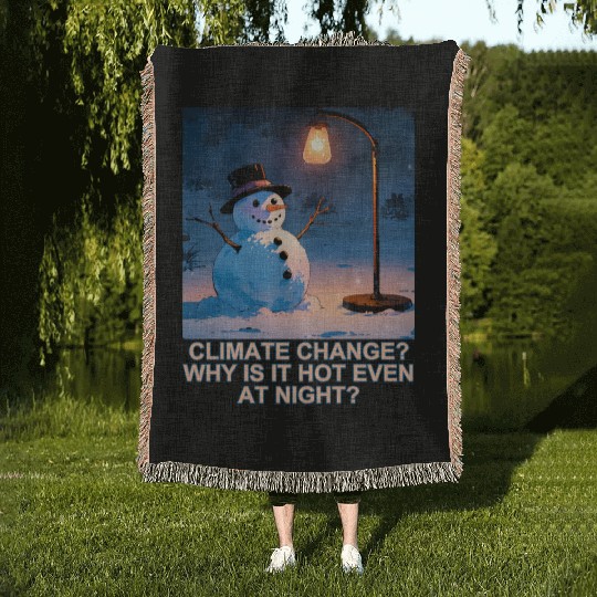 Frosty Snowman Under Street Lights Christmas Woven Blankets