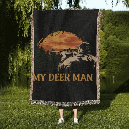 My DEER Man Hunting Couples Hunter Lovers Elk Trap Woven Blankets