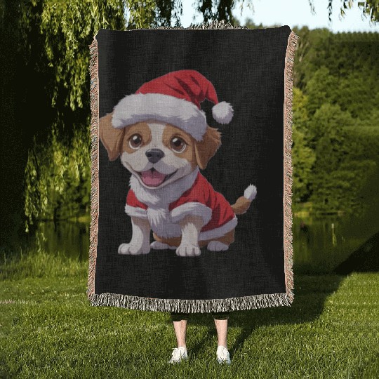 Santa Paws: The Cutest Christmas Puppy Woven Blankets
