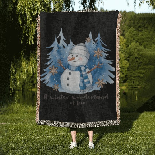 Snowman Christmas, Merry Christmas Woven Blankets