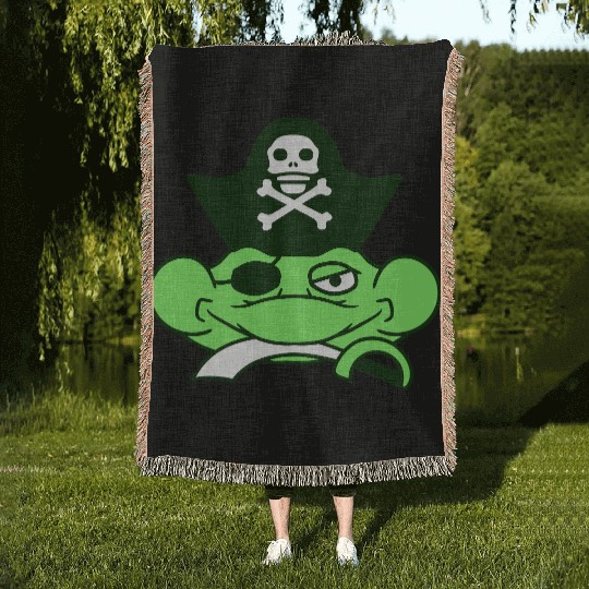 Frog Captain Hat Toad Funny Cool Comic Cartoon Fun Woven Blankets