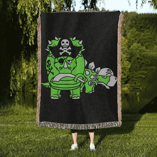 Triceratops Stegosaurus 2 Dinosaur Pirates Dinos Woven Blankets