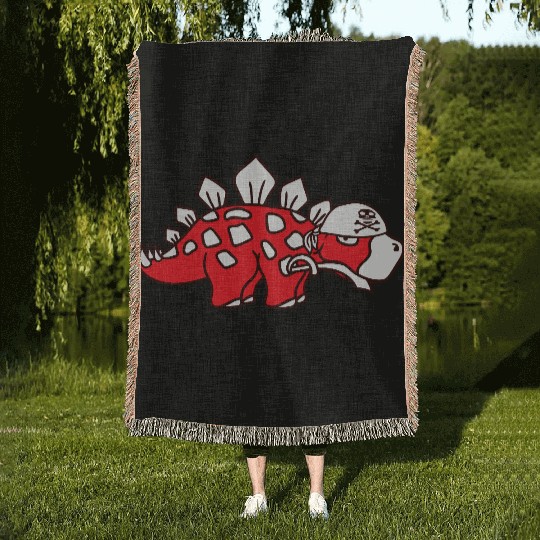 Stegosaurus Dinosaur Sabre Pirate Captain Dino Fun Woven Blankets
