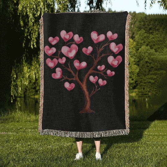 Heart Tree, Valentines Day Woven Blankets