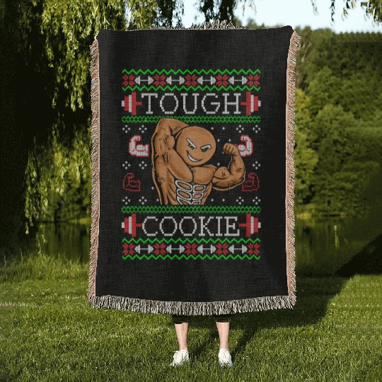 Gingerbread Man Funny Christmas Workout Gym Ugly Woven Blankets