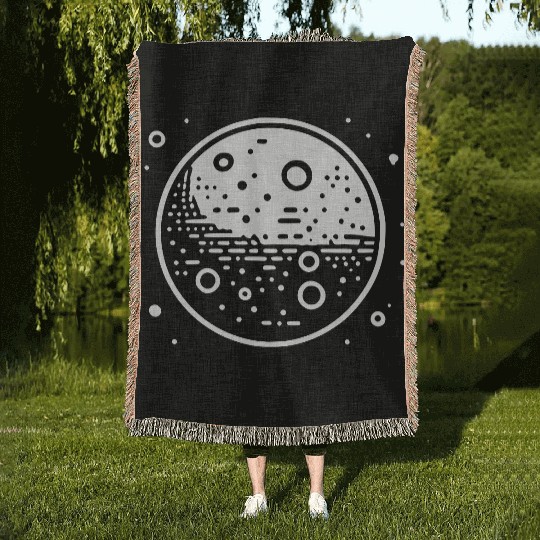 Minimalistic Vector Mars Planet path3 Woven Blankets