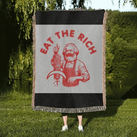 Eat the rich Karl Marx Eat Doner Kebab Rich Woven Blankets