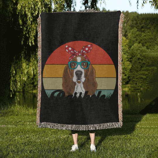 Mom of a Basshole Funny Basset Hound Dog Mom Woven Blankets