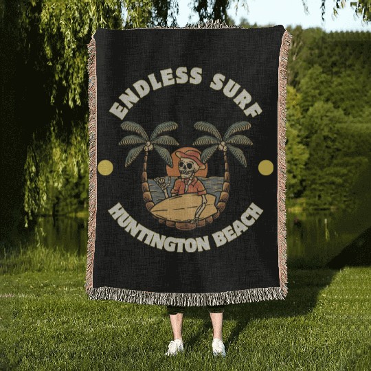 Huntington Beach Endless Surf Woven Blankets