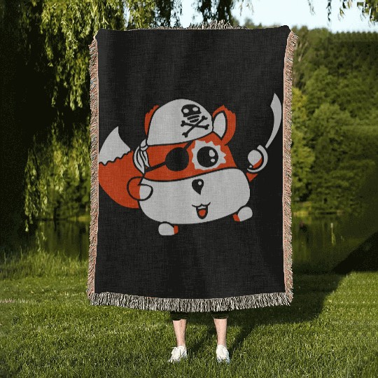 Little Cute Captain Fox Pirate Animal Eye Patch Woven Blankets