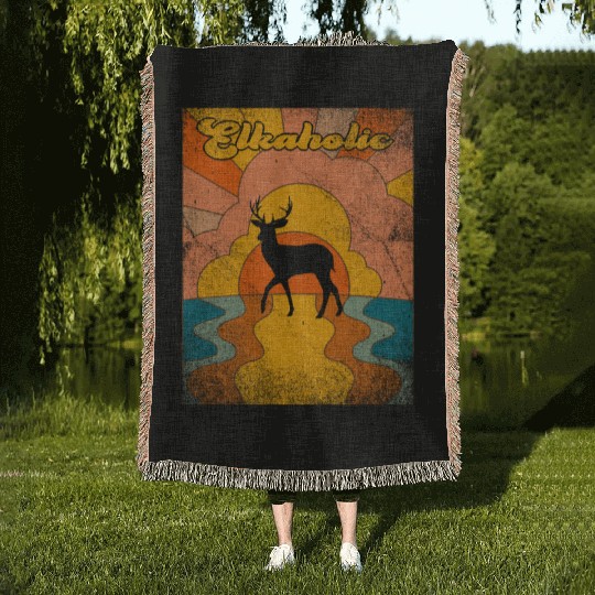 Elk Hunting Elkaholic Hunters Woven Blankets