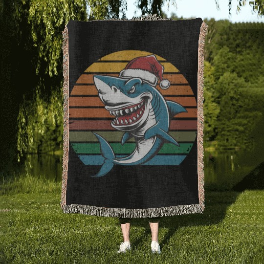 Christmas Shark Woven Blankets