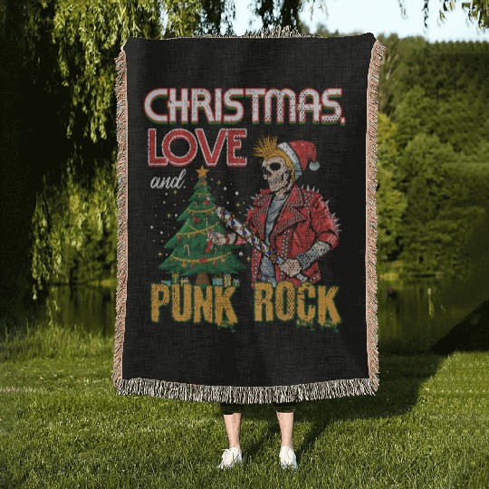 Rocky Christmas: Santa Claus Concert In Punk Rock Woven Blankets