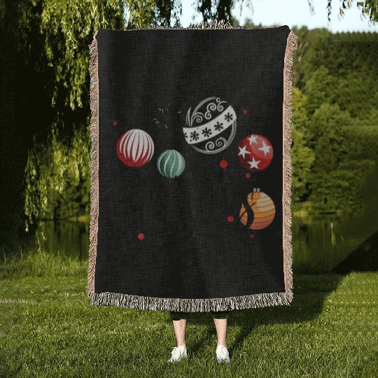 Merry Christmas Festive Ornaments Design Woven Blankets
