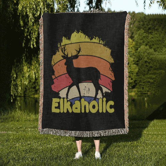 Elk Hunting Elkaholic Hunters Woven Blankets